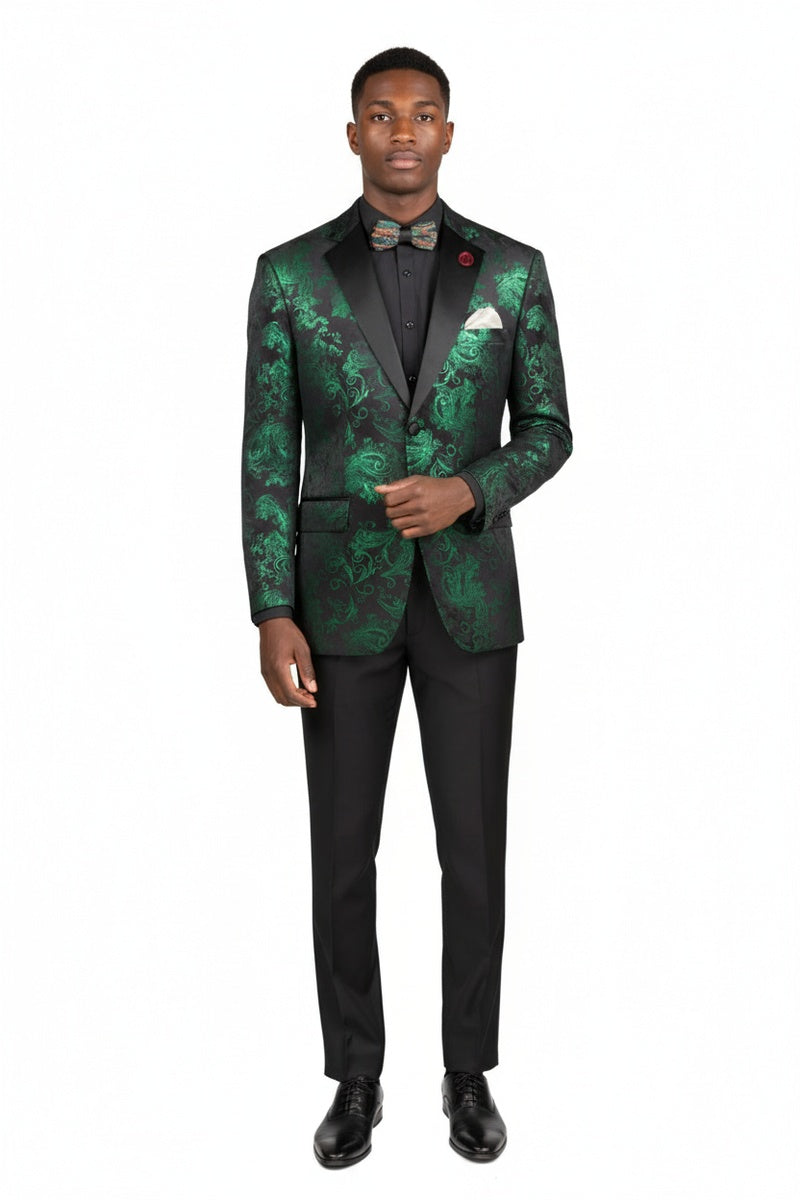 Emerald Politix Velvet Blazer "Posh Paisley Velvet" Emerald Tuxedo Jacket (Separates) Emerald Politix Velvet Blazer "Posh Paisley Velvet" Emerald Tuxedo Jacket (Separates)