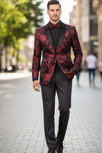 "Posh Paisley Velvet" Red Tuxedo Jacket (Separates)