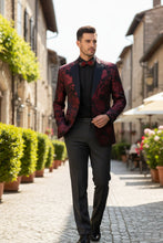 "Posh Paisley Velvet" Red Tuxedo Jacket (Separates)