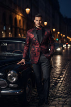 "Posh Paisley Velvet" Red Tuxedo Jacket (Separates)