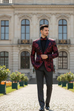 "Posh Paisley Velvet" Red Tuxedo Jacket (Separates)