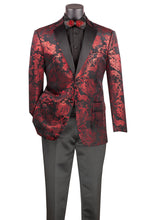 Vinci "Posh Paisley Velvet" Red Tuxedo Jacket (Separates)