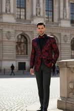 "Posh Paisley Velvet" Red Tuxedo Jacket (Separates)