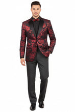 Vinci "Posh Paisley Velvet" Red Tuxedo Jacket (Separates)