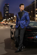 Vinci "Posh Paisley Velvet" Royal Blue Tuxedo Jacket (Separates)