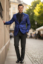 Vinci "Posh Paisley Velvet" Royal Blue Tuxedo Jacket (Separates)