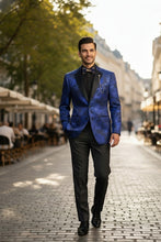 Vinci "Posh Paisley Velvet" Royal Blue Tuxedo Jacket (Separates)