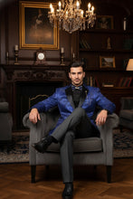 Vinci "Posh Paisley Velvet" Royal Blue Tuxedo Jacket (Separates)