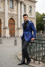 Vinci "Posh Paisley Velvet" Royal Blue Tuxedo Jacket (Separates)