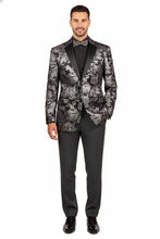 Vinci "Posh Paisley Velvet" Silver Tuxedo Jacket (Separates)