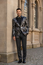 Vinci "Posh Paisley Velvet" Silver Tuxedo Jacket (Separates)