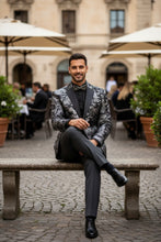 Vinci "Posh Paisley Velvet" Silver Tuxedo Jacket (Separates)