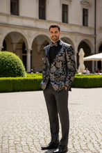 Vinci "Posh Paisley Velvet" Silver Tuxedo Jacket (Separates)