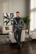 Vinci "Posh Paisley Velvet" Silver Tuxedo Jacket (Separates)