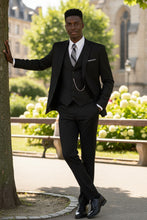 Vinci "Preston" Black 2-Button Notch Suit (3-Piece Set)