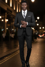 Vinci "Preston" Black 2-Button Notch Suit (3-Piece Set)