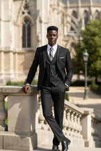 Vinci "Preston" Black 2-Button Notch Suit (3-Piece Set)