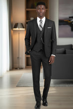 Vinci "Preston" Black 2-Button Notch Suit (3-Piece Set)