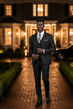 Vinci "Preston" Black 2-Button Notch Suit (3-Piece Set)