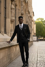 Vinci "Preston" Black 2-Button Notch Suit (3-Piece Set)