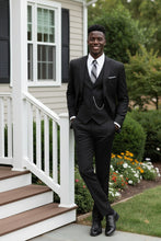 Vinci "Preston" Black 2-Button Notch Suit (3-Piece Set)