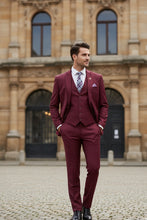 "Preston" Burgundy 2-Button Notch Suit (3-Piece Set)