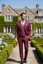 "Preston" Burgundy 2-Button Notch Suit (3-Piece Set)