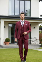 "Preston" Burgundy 2-Button Notch Suit (3-Piece Set)