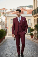 "Preston" Burgundy 2-Button Notch Suit (3-Piece Set)