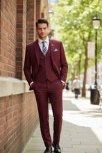 Vinci "Preston" Burgundy 2-Button Notch Suit (3-Piece Set)