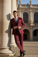 Vinci "Preston" Burgundy 2-Button Notch Suit (3-Piece Set)
