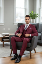 Vinci "Preston" Burgundy 2-Button Notch Suit (3-Piece Set)