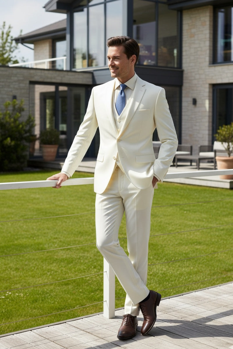 "Preston" Ivory 2-Button Notch Suit (3-Piece Set)