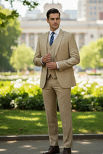 "Preston" Light Beige 2-Button Notch Suit (3-Piece Set)