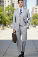 Vinci "Preston" Light Grey 2-Button Notch Suit (3-Piece Set)
