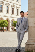 Vinci "Preston" Light Grey 2-Button Notch Suit (3-Piece Set)