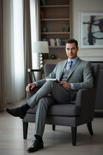 "Preston" Medium Grey 2-Button Notch Suit (3-Piece Set)