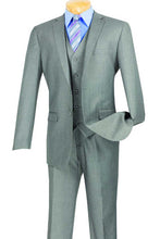 Vinci "Preston" Medium Grey 2-Button Notch Suit (3-Piece Set)