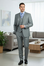 Vinci "Preston" Medium Grey 2-Button Notch Suit (3-Piece Set)