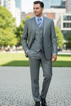 Vinci "Preston" Medium Grey 2-Button Notch Suit (3-Piece Set)