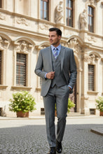 Vinci "Preston" Medium Grey 2-Button Notch Suit (3-Piece Set)