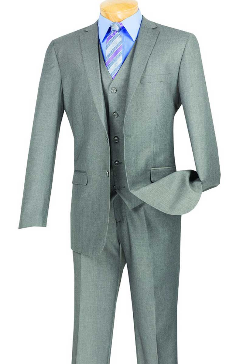 "Preston" Medium Grey 2-Button Notch Suit (3-Piece Set)