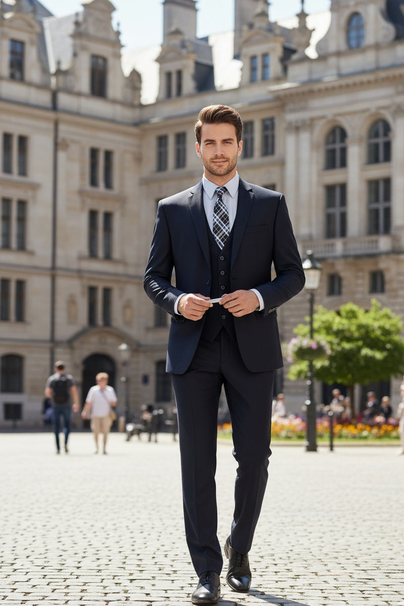 Vinci "Preston" Navy 2-Button Notch Suit (3-Piece Set)