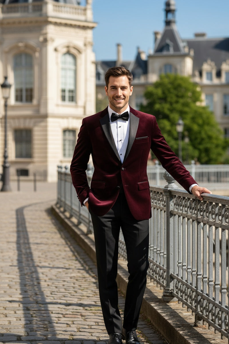 "Velvet" Wine Tuxedo (2-Piece Set)