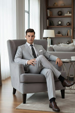 "Seersucker" Black 2-Button Notch Suit (2-Piece Set)