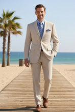 "Seersucker" Tan 2-Button Notch Suit (2-Piece Set)
