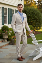 Vinci "Seersucker" Tan 2-Button Notch Suit (2-Piece Set)
