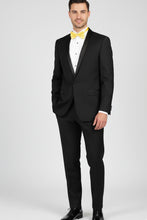Vinci "Sleek" Black Vinci 1-Button Shawl Tuxedo (2-Piece Set)