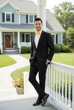 Vinci "Sleek" Black Vinci 1-Button Shawl Tuxedo (2-Piece Set)