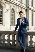 "Sleek" Blue 1-Button Shawl Tuxedo (2-Piece Set)